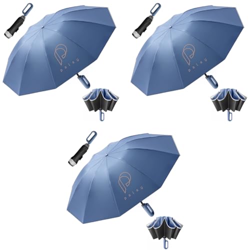 PALAY® Large Umbrella for Men Women with Reflective Strap 50 Inch Automatic Open Close Windproof Travel Folding Reinforced 10 Dual Ribs 99 UV Protection with Carabiner Handle Design 3PCS PALAY® Large Umbrella for Men Women with Reflective Strap 50 Inch Automatic Open Close Windproof Travel Folding Reinforced 10 Dual Ribs 99 UV Protection with Carabiner Handle Design 3PCS